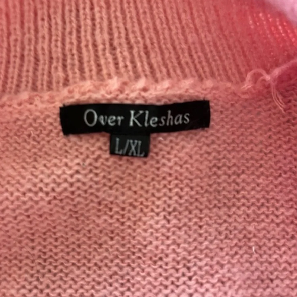 Pink Knit Cardigan Crocheted Strawberry Buttons Sz L/XL Coquette Twee Valentine - Picture 9 of 15